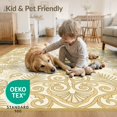 thumbnail image 4 of ODIKA 8'x10' Washable Area Rug Scroll Frame Nautical Ocean Wave Border Turtle Motif Seashell Playful Expressive for Living Room, Under Sectional, Family , Durable, Non-Slip, 4 of 7