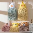 thumbnail image 4 of 1 Pack Double-Sided Animal Chenille Hand Towels,Bathroom Hand Towels with Loop,Kitchen Hand Towels Hanging,Soft Absorbent Square Hand (LightGreen), 4 of 5