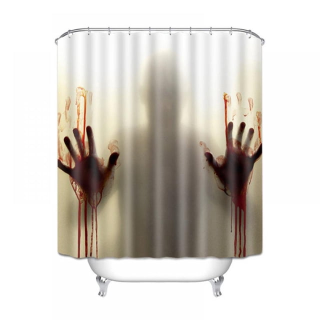 Halloween Shower Curtain Decoration Horror Bathroom Props Bloody Hands Pattern Halloween Decoration Props