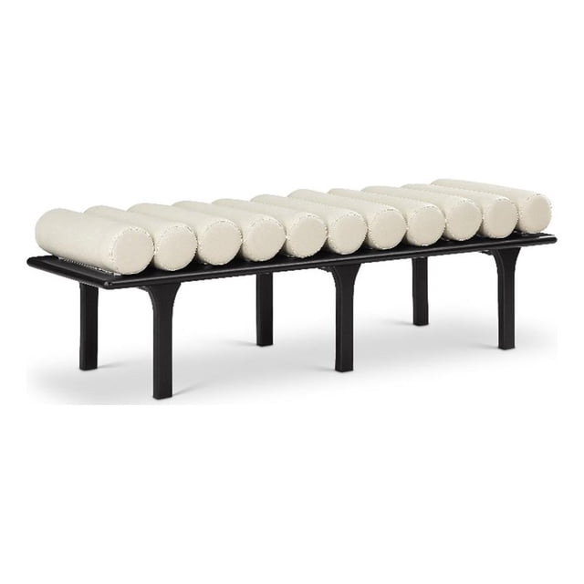 Pemberley Row Vegan Leather Cream Bench Rectangular Art Deco 60.5" Unassembled