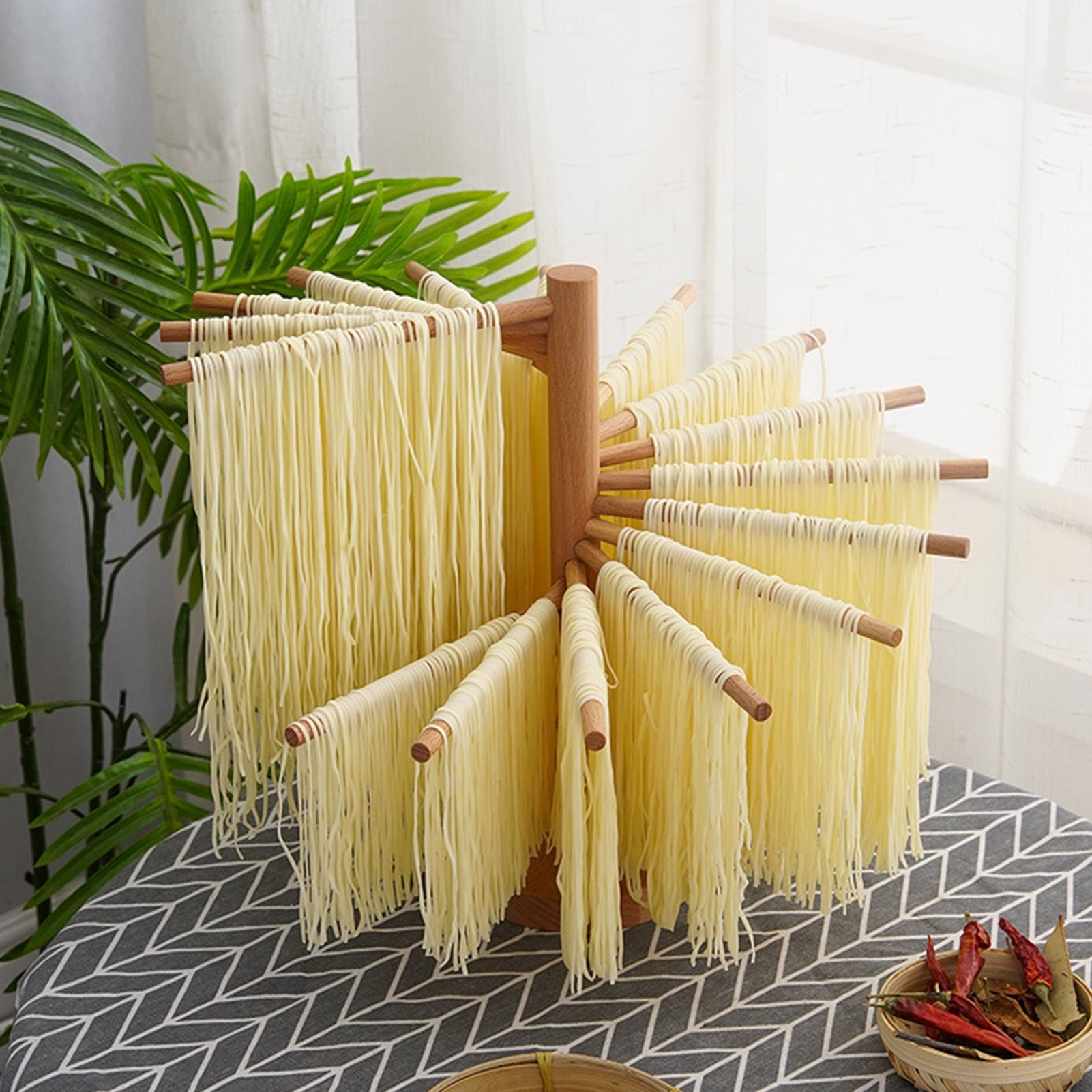 Easy Assembly Noodle Drying Rack Smooth Texture BurrFree Beech