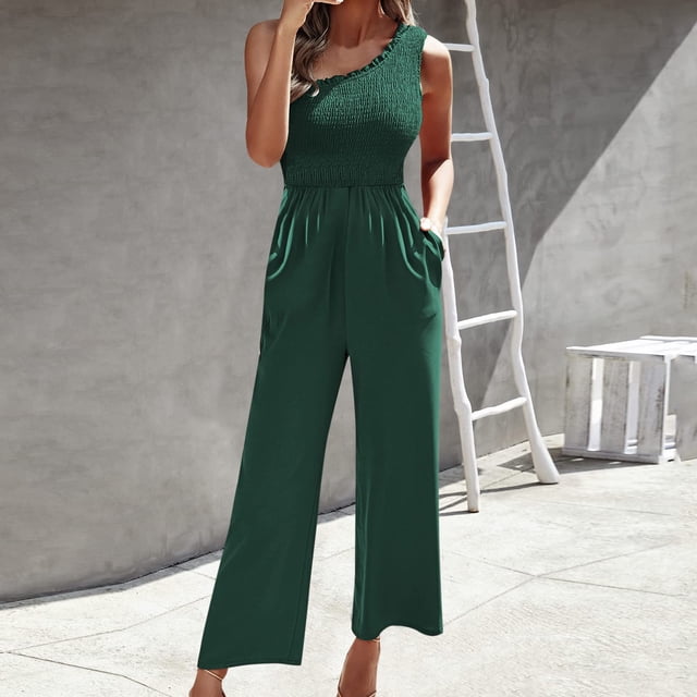 SMihono Pantalon en Lin pour Femmes Mode Grande Taille Décontracté Ample Mode pour Femmes Bretelles Simples Sans Manches Combinaison Pantalon Large pour Femmes, jusqu'à 65 % de Réduction!