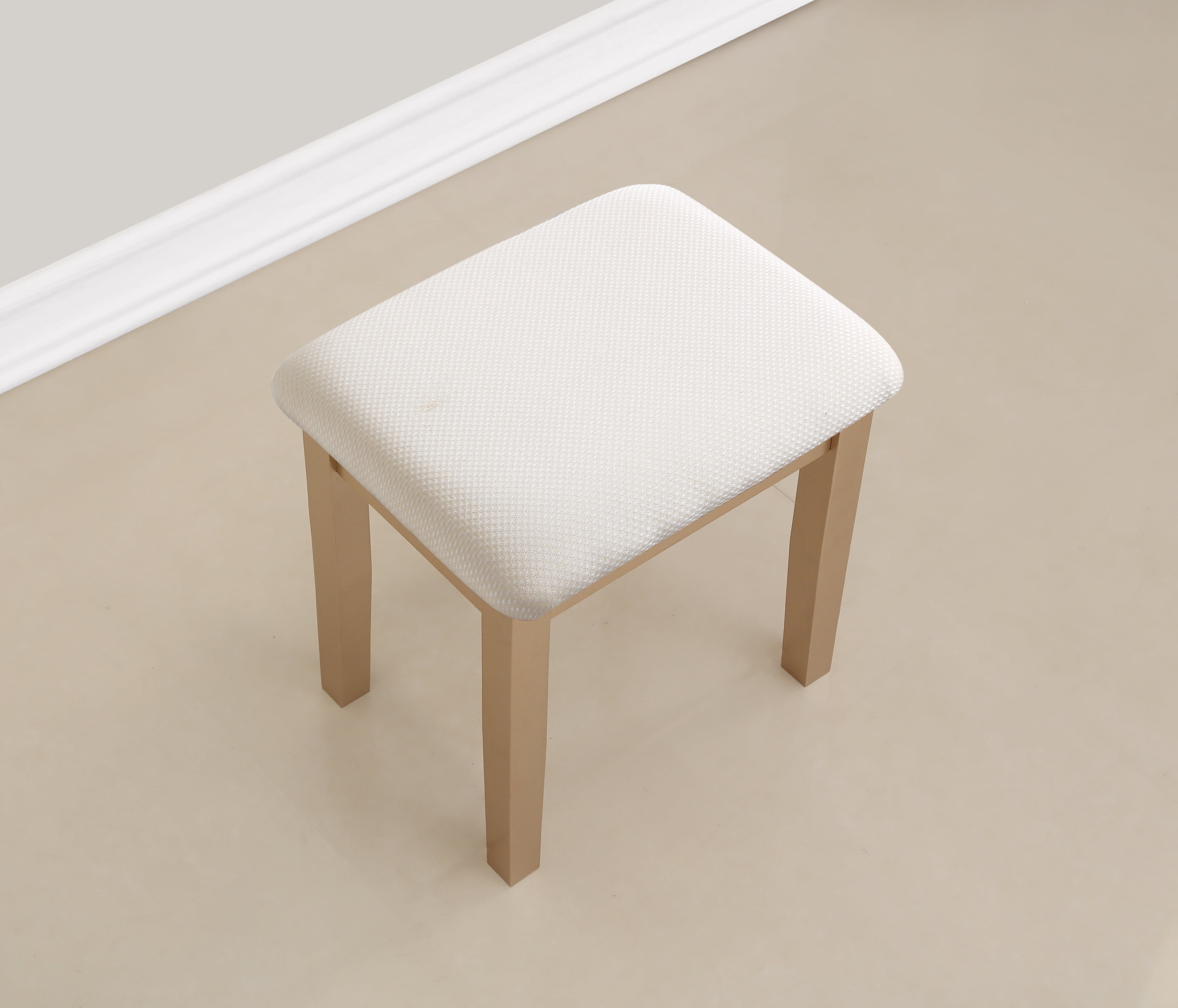 Roundhill Furniture Moniys 3 Piece, Modern Swivel Makeup Table Set, Gold