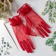 thumbnail image 4 of Wedding Gloves Transparent Thin Mesh Short Style Color Black And White Red With Bag Fingers, 4 of 8