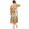 thumbnail image 2 of Sakkas Sole Women's Casual Boho Floral Print V neck Swing Long Sleeve Dress Midi - 581-Green - L/XL, 2 of 5