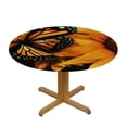 thumbnail image 3 of WYYP  Round Fitted Tablecloth Plaid Sunflower Butterfly Floral Flower Animal Table Cloth with Elastic Edged Waterproof Wipeable Round Table Cover for Patio Parties Outdoor Decor White, 3 of 7
