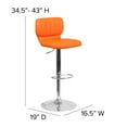 thumbnail image 6 of Flash Furniture Jeremy Contemporary Orange Vinyl Adjustable Height Barstool with Vertical Stitch Back and Chrome Base, 6 of 12