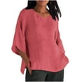 thumbnail image 2 of Guieoi Womens Tops Plus Size Women's Trendy Fall V Neck Three-quarter Sleeve Solid Red Black*Friday/Cyber*Monday, 2 of 6