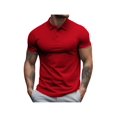 thumbnail image 2 of Mens Knit Polo Shirts Casual Short Sleeve Button Down Polo Shirt Performance Golf Polo Shirt Moisture Wicking Quick Dry Short For Men Casual Activewear Red L, 2 of 6