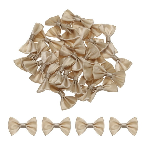 Uxcell 30pcs Silver White Bow Ties 1.5"x1" Mini Bowknot for Crafting Little Satin Bows