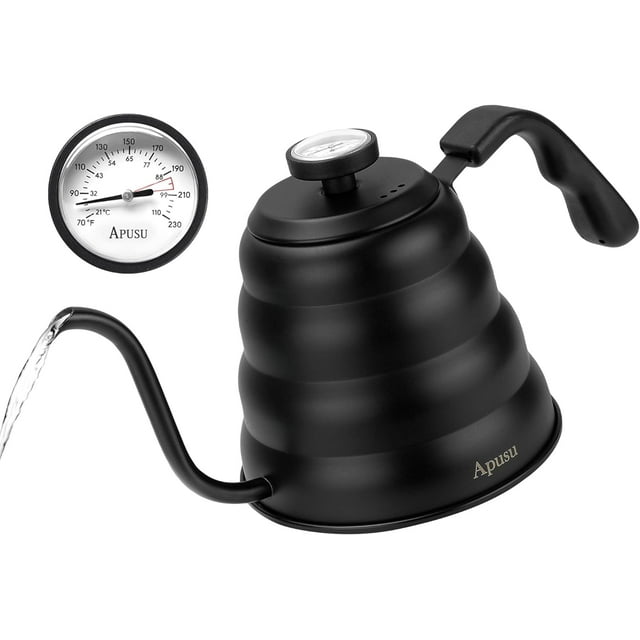 baomifa-Pour Over Coffee Kettle - Matte Black Gooseneck Kettle with Thermometer - Premium Stainless Steel Coffee Maker Tea Pot, Update Triple Layered Base for All Stovetops, 40 floz/1200ml