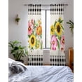 thumbnail image 3 of Spring Floral Sheer Curtains 84 Inch Length 2 Panels Set for Living Room/Bedroom, Sunflower Black White Plaid Pastoral Rustic Kitchen Curtains Grommet Semi-Sheer Curtains Window Treatments 52"x84"x2, 3 of 7