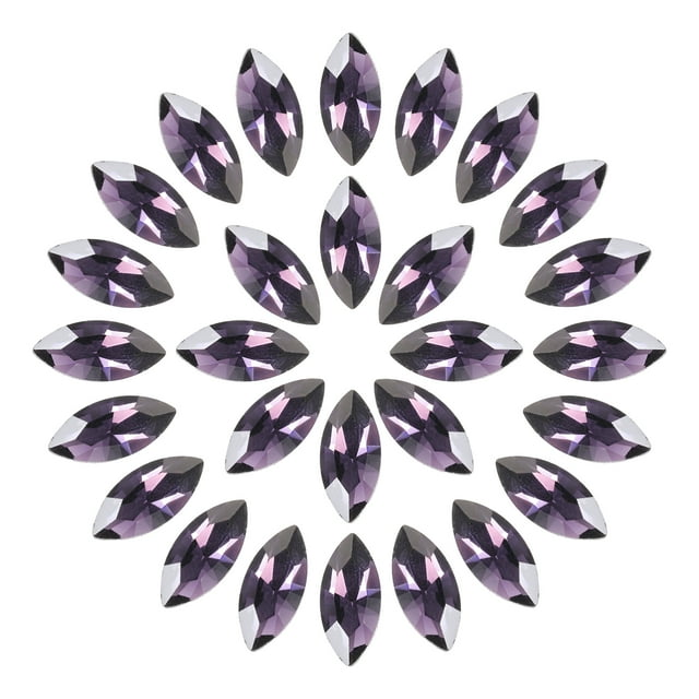 Uxcell 100Pcs Horse Eye Shape Rhinestones Glass Point Back Beads for Jewelry Making Violet