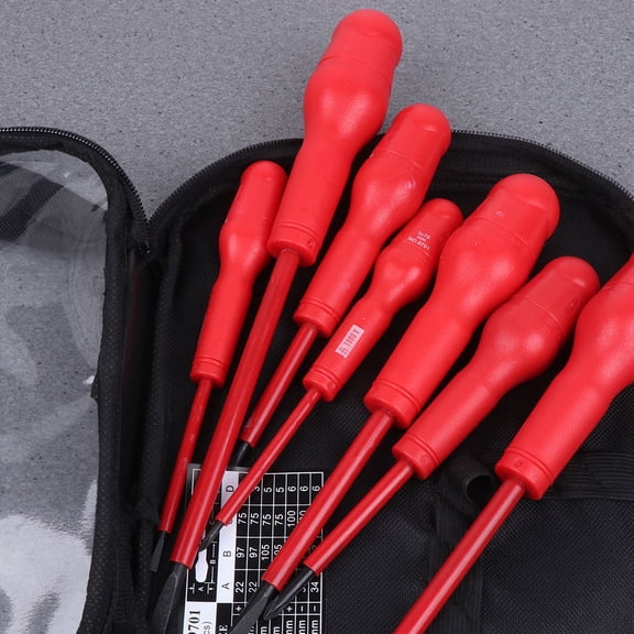 FUTUREORYY Insulated Screwdriver Set Red for Repairing Use with Ergonomic Handle and Carry Bag 7Pcs