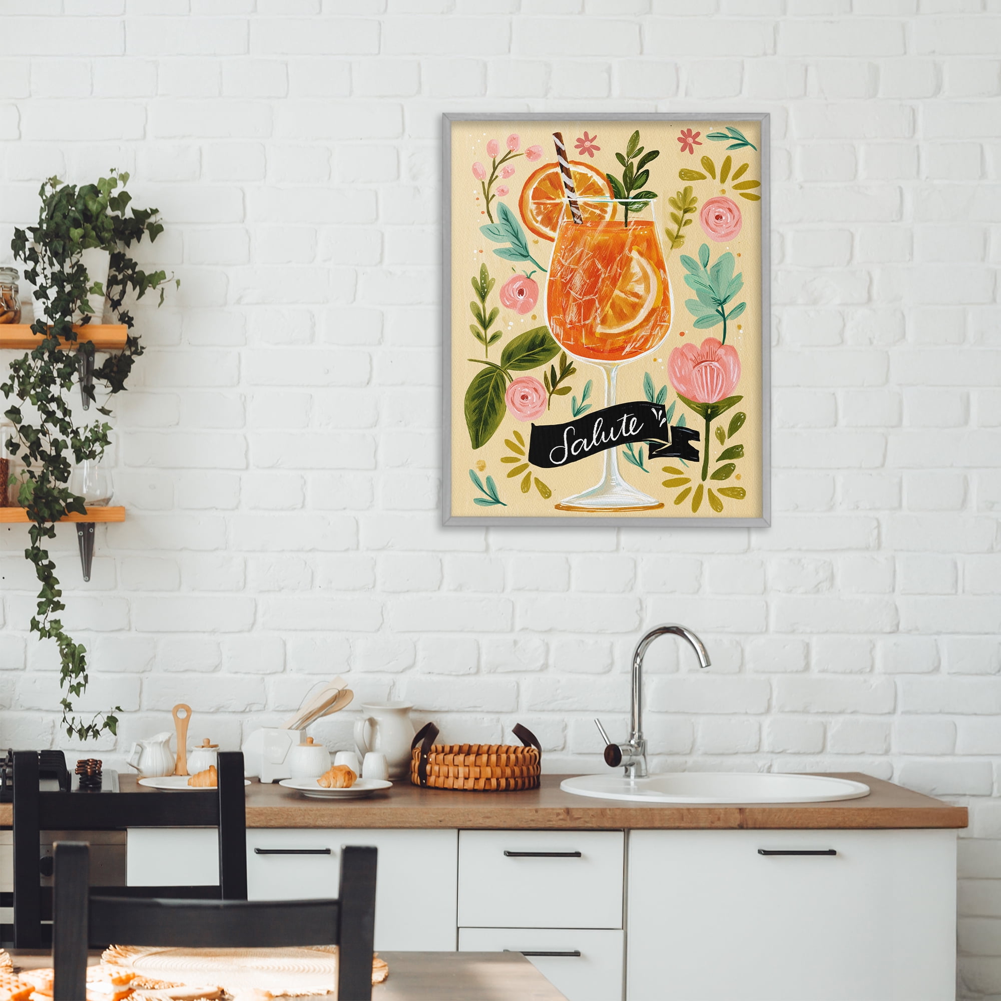 Stupell Industries Salute Citrus Cocktail Gray Framed Giclee Art, design by Yen
