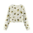 thumbnail image 2 of Xoenoiee Bee Honeycomb Print Girls Sweatshirt Kids Long Sleeve Oversized Fashion Pullover Crop Tops Fall Clothes, 13-14 Years, 2 of 7