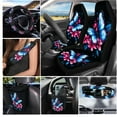 thumbnail image 2 of Jeiento Blue Butterfly Car Seat Cover Protector with Steering Wheel Cover Seatbelt Protector Trash Bin Air Vent Storage Holder Rear View Mirror Protector Cup Holders Keychain for Car Decor, 2 of 7