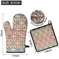 thumbnail image 6 of Brown Geometric Flower Diamond Pattern Kitchen Oven Mitt and Pot Holder Sets 2 Pcs for Baking, Cooking and Grilling, Heat Resistant Up To 392 °F, 6 of 7