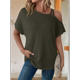 thumbnail image 2 of Camiseta Informal de Verano para Mujer, de Corta, con Hombros Descubiertos y Tejido Gofre, Color Verde , Talla S, 2 of 6