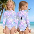 thumbnail image 2 of Shadoumai Girls Long Sleeve Front Cashion Round Neck Swimsuit For Young Beachgoers, 2 of 6