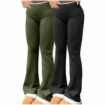 Lmnyox 2 Pack Yoga Pants for Women Elastic Waist Flare Leg Slim Sport Trousers Casual Athletic Workout Pants