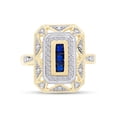 thumbnail image 2 of Princess & Round Cut Simulated Blue Sapphire & 0.10 Ct Lab Created Moissanite Diamond Art Deco Two-Tone Engagement Wedding Ring For Womens in 14k Yellow Gold Over Sterling Silver-4.5, 2 of 7