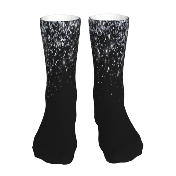 Cauagu Silver Glitter1 Pattern Fun Novelty Crew Socks,Casual Athletic Socks Neutral Socks Cozy Crew Socks Christmas Gift