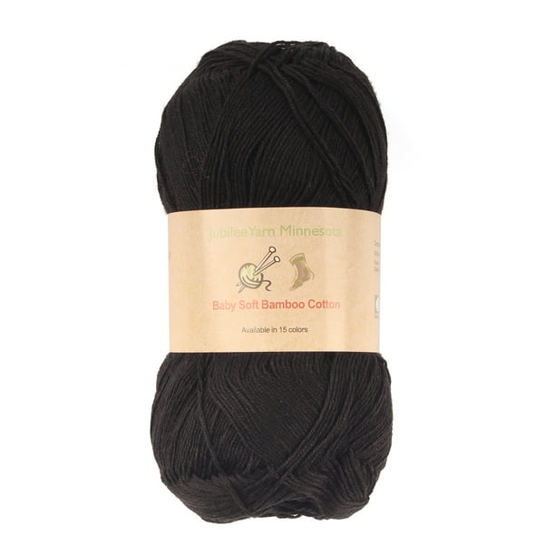 Baby Soft Bamboo Cotton Yarn JubileeYarn Black 4 Skeins