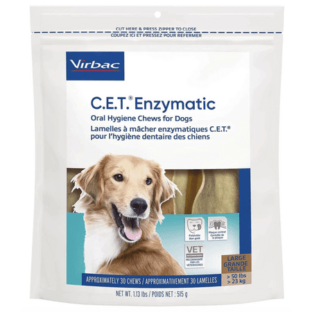 Virbac C.E.T. Enzymatic Dental Chews for Large Dogs Over 50 lbs, 30 chews