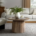 thumbnail image 2 of Coffee Sofa Side End Table, round, Walnut Brown, Wood, Living Room Lounge Cafe Lobby Hospitality Restaurant, Modern Contemporary, HB37693, 2 of 7