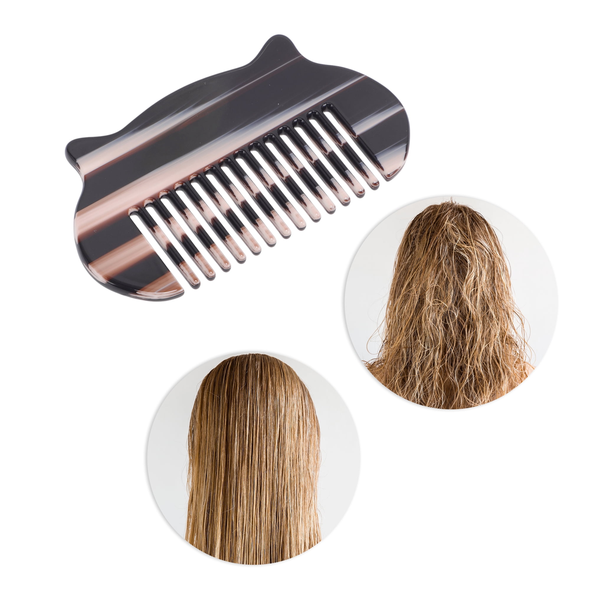 Unique Bargains 1 Pc Women Durable Cat Ear Hair Comb for All Hair Types Black