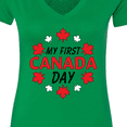 thumbnail image 4 of Inktastic My First Canada Day with Red and White Maple Leaves Women's V-Neck T-Shirt, 4 of 5