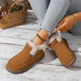 thumbnail image 2 of Rokment Winter Snow Boots for Women 2025 Fashion Casual Suede Buckles Comfortable Fleece Lined Warm Flat Slip on Loafers Walking Ankle Booties Brown Size 6, 2 of 8
