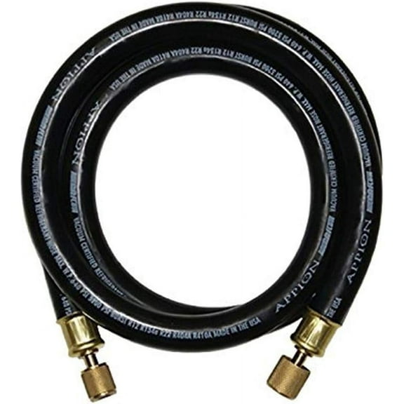 MH120006EAK 1/2" Diameter Hose, 3/8" FL to 1/4" FL Vacuum Certified Refrigerant Hose, 6', Black