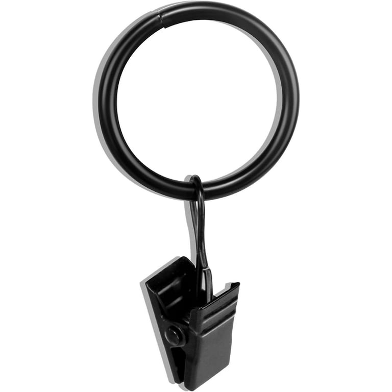 30 PCS 1-Inch Black Clips Curtain Ring for Curtain Rod, This Small Drapery  Curtain Hooks with Clips Hook Fit Up to 0.4~0.75 -inch Drapery Panel 