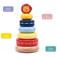 thumbnail image 3 of LEO & FRIENDS: Wooden Stacking Ring Toy - Coloful Tower, Leo The Lion Animal Topper, Sorting, Montessor, Early Development, Baby-Toddler-Kid Age 12mo+, 3 of 6
