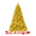 thumbnail image 1 of Patiojoy 7.5FT Artificial Tinsel Christmas Tree Hinged Decoration Tree Champagne Gold, 1 of 10