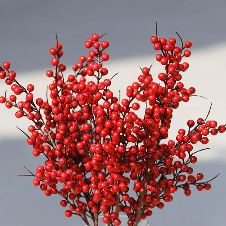 1/30 Branches Dense Berries Artificial Flowers Bouquet Red Holly