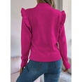 thumbnail image 5 of Womens Sweaters Sweater for Women Crewneck Ruffle Long Sleeve Solid Color Loose Pullover Top Winter 2025 Rose Red S, 5 of 9