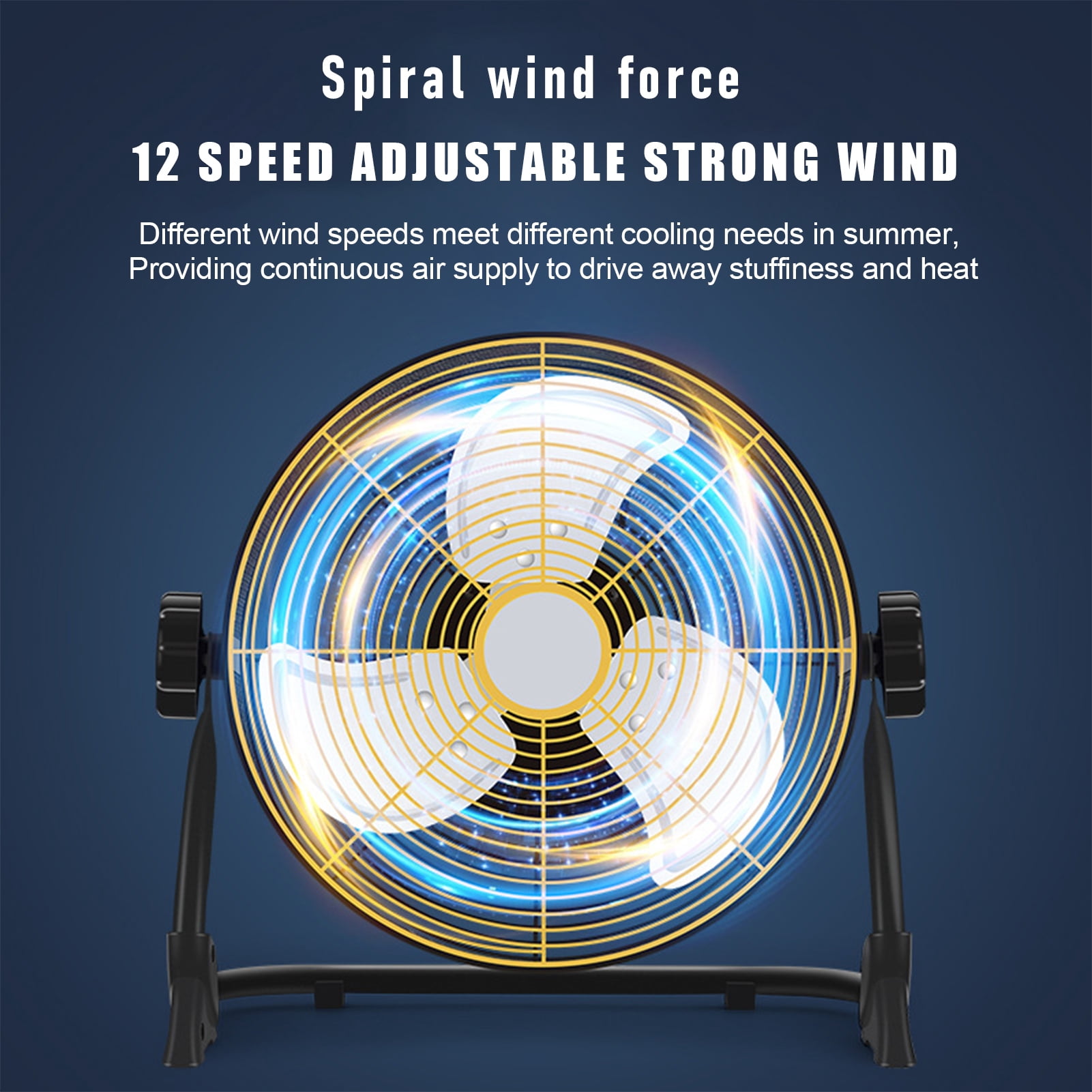 Happydeer Battery Operated Floor Fan Rechargeable Powered Fan Cordless High Velocity Metal Blade Portable Fan for Camping Travel Patio Tent Indoor Outdoor Fan 12 Inch 360 Degree Manual Tilt 12 Speed