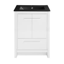 Virage 24 in. White Bathroom Vanity With Black Ceramic Sink Top