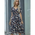 thumbnail image 4 of Fashion Summer Dresses 2024 for Women Midi Long Dress Short Sleeve Female Elegant Chic Clothing Floral Holiday Clothes, 4 of 5