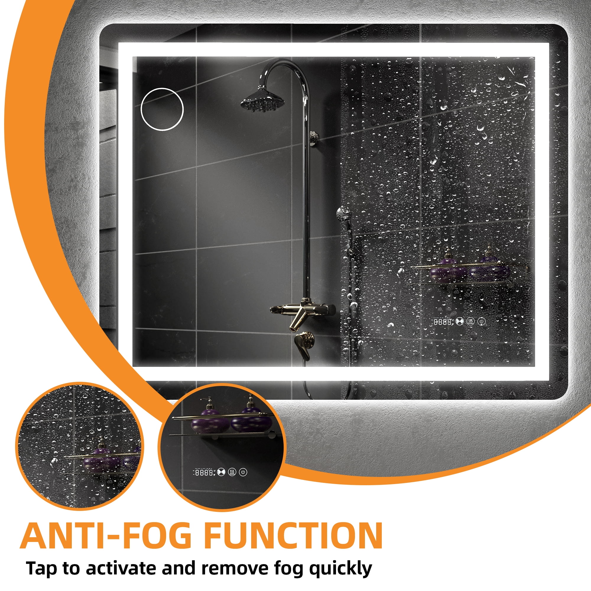 Uforic LED Bathroom Mirror with Front Light and Backlit,3 Colors Dimmable Adjustable LED Wall Mounted Mirror,Anti-Fog,40" x 32",Wall Mounted Mirror-Horizontally Only