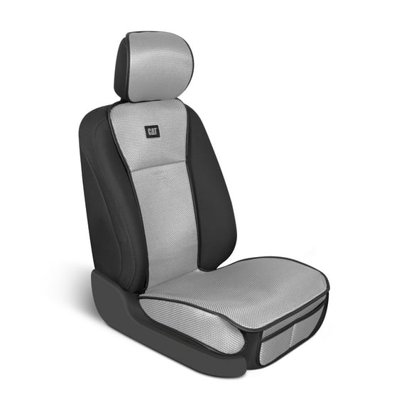 Caterpillar AeroMesh Gray Seat Covers for Trucks, Car, & SUV - (1) Front Truck Seat Cover Protector - Breathable Mesh Universal Fit Car Seat Covers - Automotive Seat Covers Top of Seat Protection