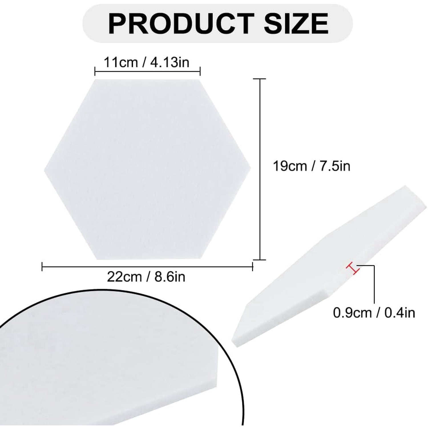 6 Pcs Hexagon Bulletin Board with 50 Pushpins & Sticky Note Adhesive Cork Board for Wall，Felt Pin Board for School，Office Decor（White）