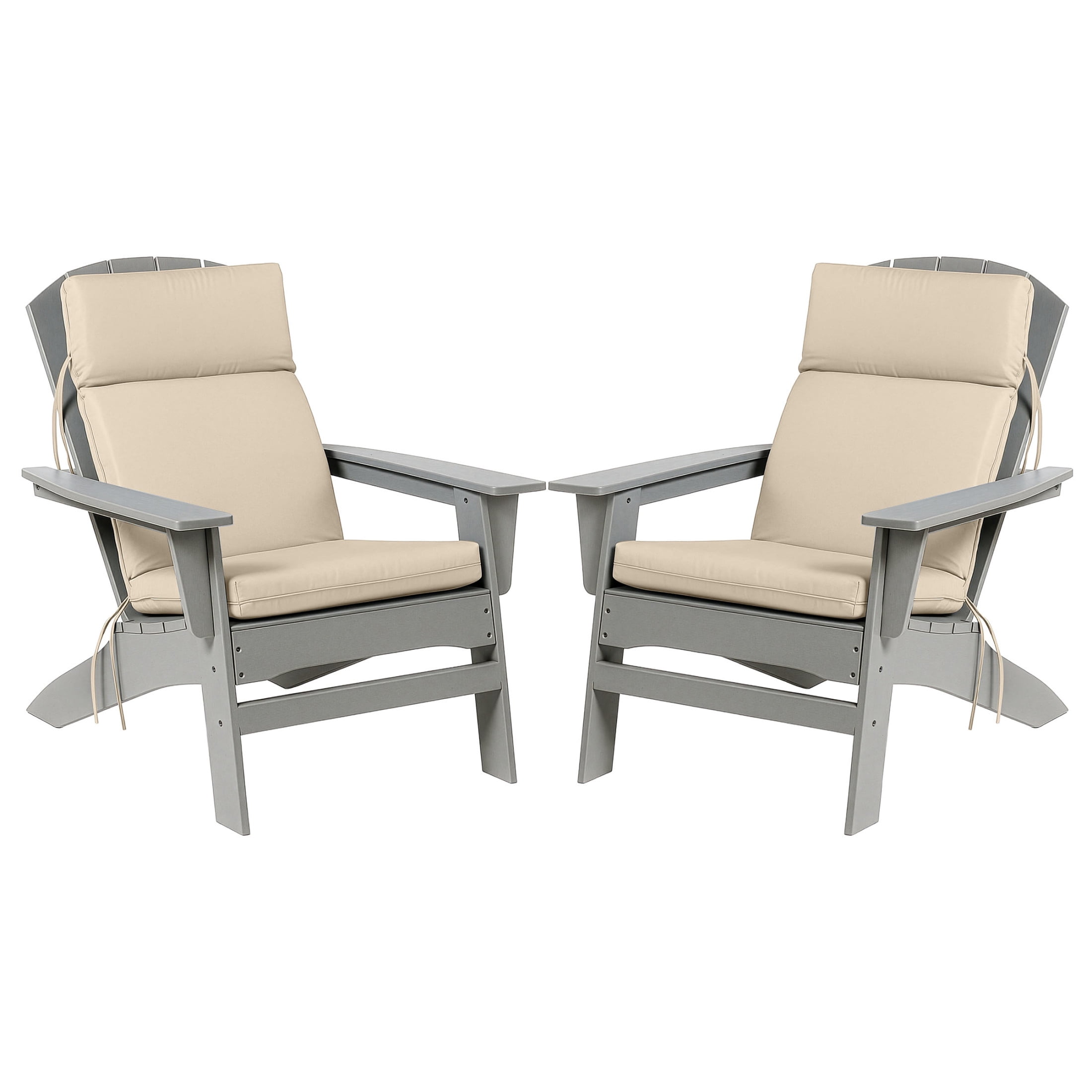 Lavish Home 45x21.5x3in High Back Outdoor Chair Cushions Set of 2 with Ties (Tan)