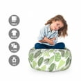 thumbnail image 2 of Philodendron Storage Toy Bag Chair, Monochrome Hand Drawn Leaves Pattern, Stuffed Animal Organizer Washable Bag, Large Size, Reseda Green Olive Green, by Ambesonne, 2 of 3