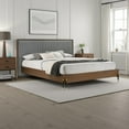 thumbnail image 6 of Noe Sia Queen Size Platform Bed- Channel Tufted Upholstery- Gray- Brown, 6 of 6