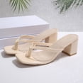 thumbnail image 4 of Xfvqtps Womens Flip Flops High Heel Thong Sandals Square Toe Block Low Heel Summer Comfortable Dressy High Heeled Sandals, 4 of 9