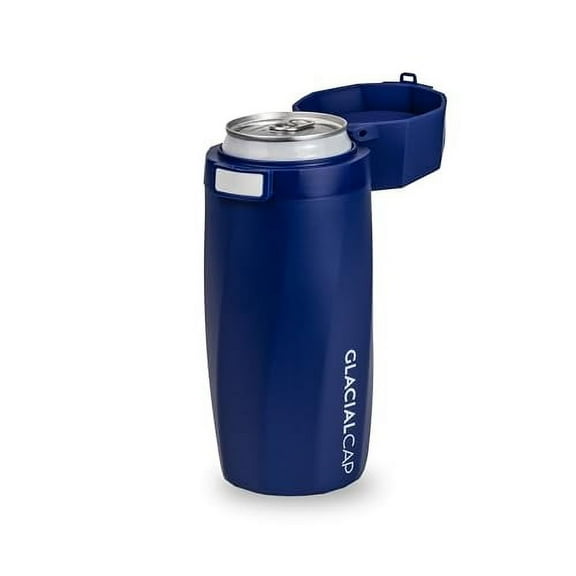 The Glacial Cap Skinny Can Cooler with Locking Lid (Flip and Sip), not only keeps beverages colder, longer, the button latch lid prevents spillage
